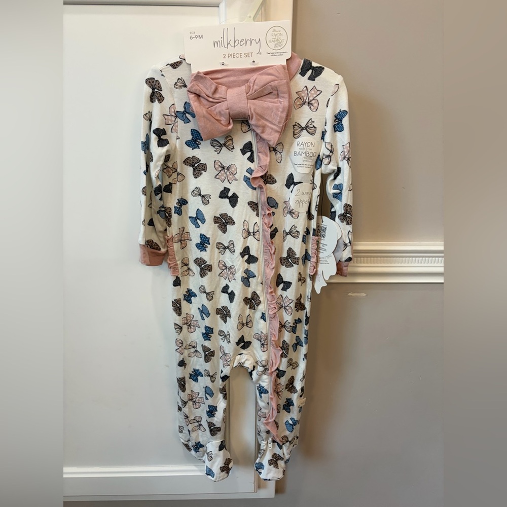 Milkberry bow pjs 6-9m
